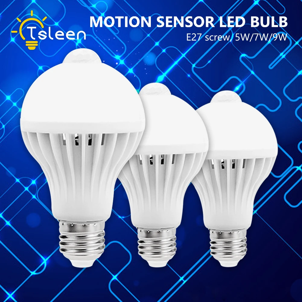 

E27 220V 110V 5w 7w 9w Sensor LED Bulb Lamp PIR Infrared Motion + Light Sensor Control auto Body Detection SMD 5730 Night light