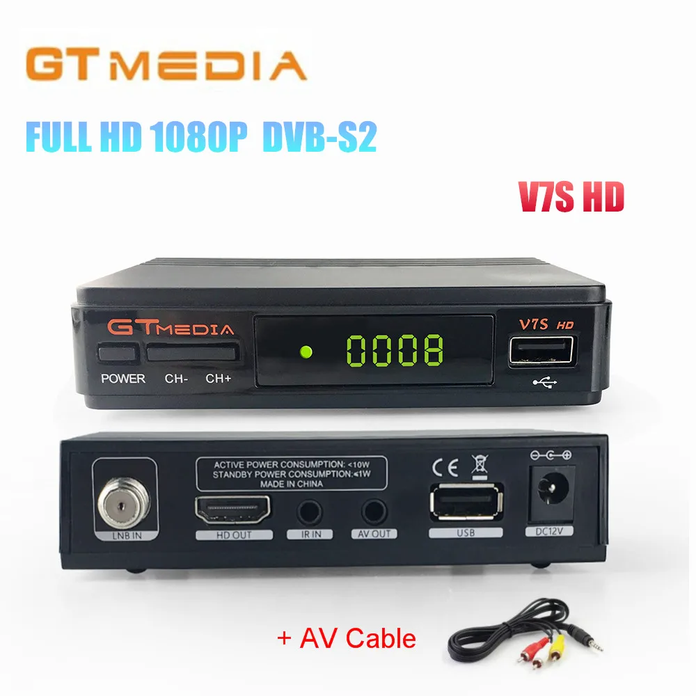 

3Pieces GTMEDIA V7S HD 1080P DVB-S2 Digital Satellite TV Receiver Supports PowerVu, Bisskey, YouTube+AV Cable