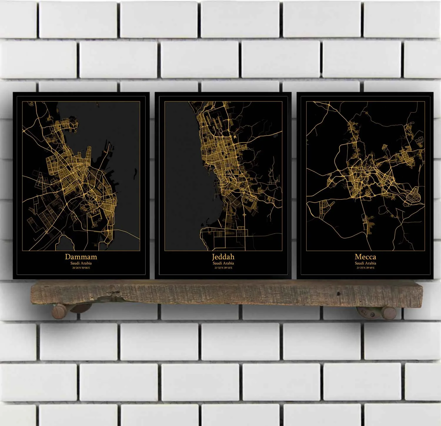 

Dammam Jeddah Mecca Medina Riyadh Saudi Arabia Map Poster