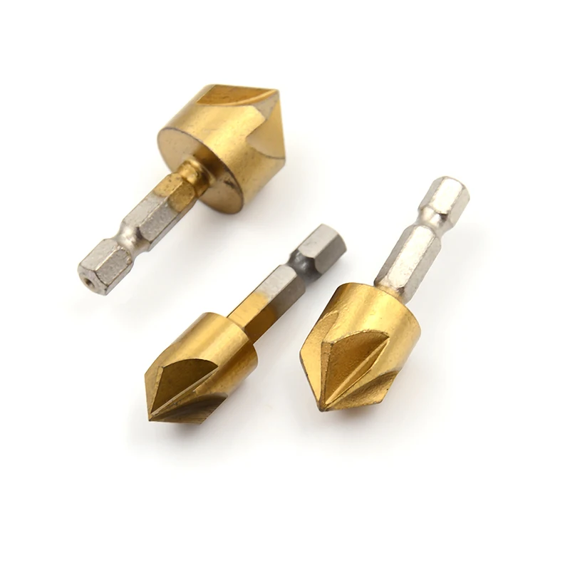 3Pcs 12/16/19mm Metal Countersink Drills Tool For Hex Shank Chamfer Cutter Tool
