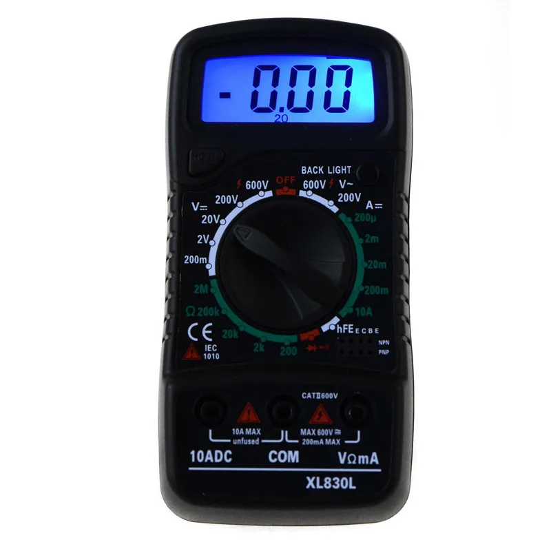 

XL830L Portable Digital Multimeter Backlight AC / DC Ammeter Voltmeter Ohm Test Instrument Handheld LCD Electrician Professional