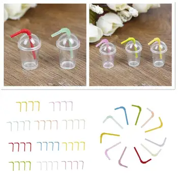

2/4Pcs/Lot 1:12 Dollhouse mini milk tea cup with straw simulation drink Food Drink Beverage Toy Decoration model toy