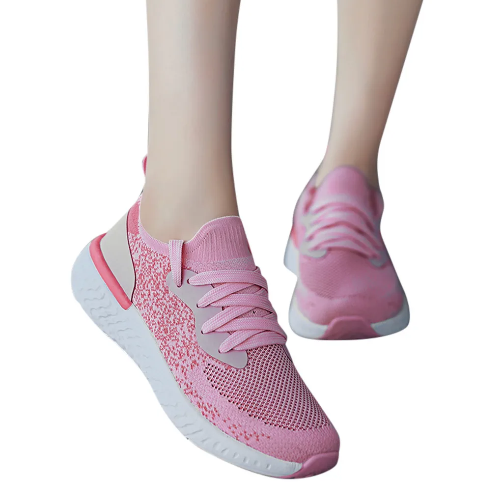 Для женщин обувь повседневная Для женщин Модная обувь на плоской подошве из дышащего материала; спортивная обувь легкая ходьба дышащий, сетчатый, для бега Спортивная