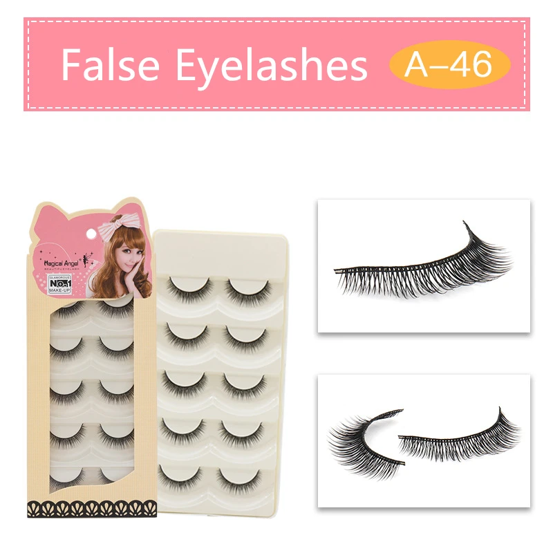 

Fashion 5 Pairs Natural Nude Makeup False Eyelashes Long Black High Quality 3D Fake Eye Lashes Profession Makeup Tool