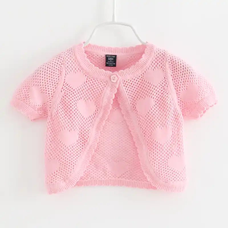 Pink Heart Summer Kids Sweater Jacket Beach Girls Cardigan Short