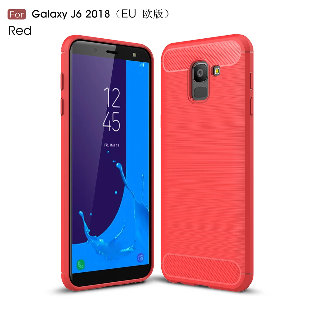 Для Galaxy j 6 2018 чехол Sof задняя крышка для samsung J6 j6 + J6prime углеродного волокна ТПУ
