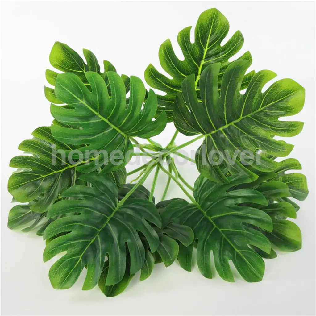 Artificial Plant Leaf Faux Foliage Leaves Plastic Flower for Home Decor Simulation Artificial Plants Vibrantly Colored