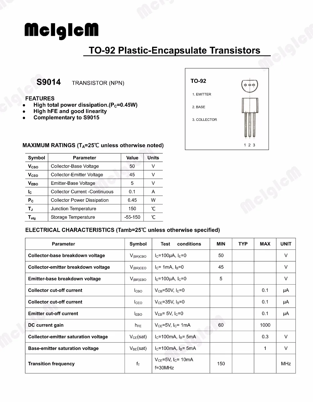 MCIGICM 5000 шт S9014 линейный полупроводниковый Триод TO-92 0.15A 50V NPN