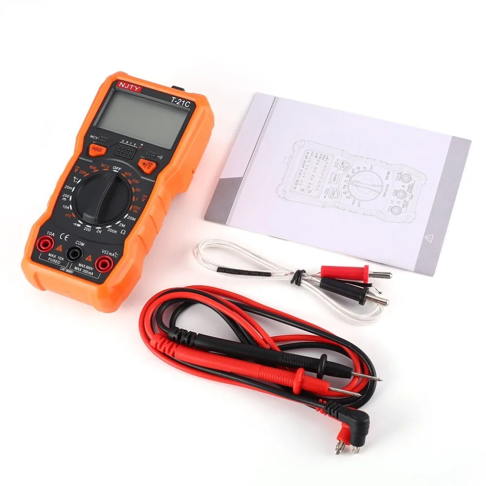 

Digital Multimeter NJTY T21C DC/AC Voltage Current Meter Handheld Ammeter Ohm Diode NCV Tester 2000 Counts Multitester