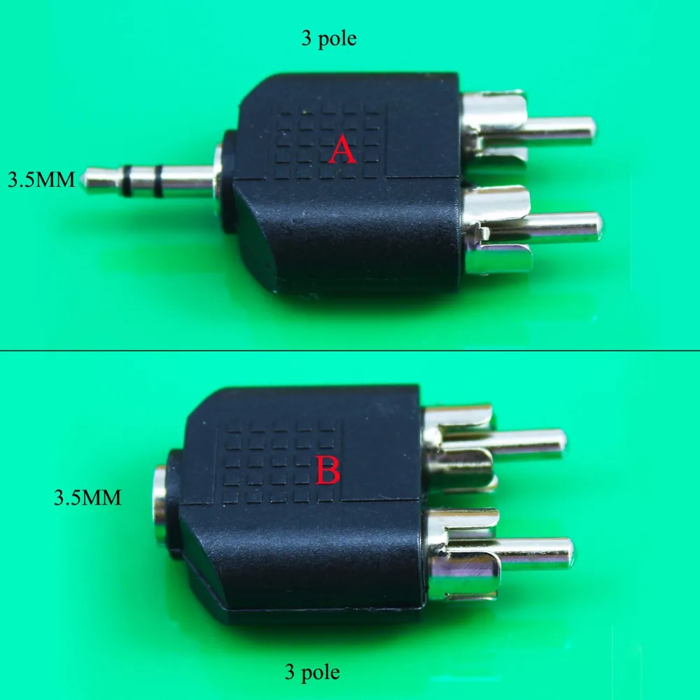 

1PC Gold Plated 3.5mm Audio Stereo Jack Female To 2 RCA Male Audio Jack Connector Adapter Converter for Speaker Power Amplifier