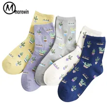 5 пар/лот, корейские кактусы с рисунком, милые женские мягкие женские хлопковые носки для девочек, милые повседневные Смешные забавные носки, весна Morewin
