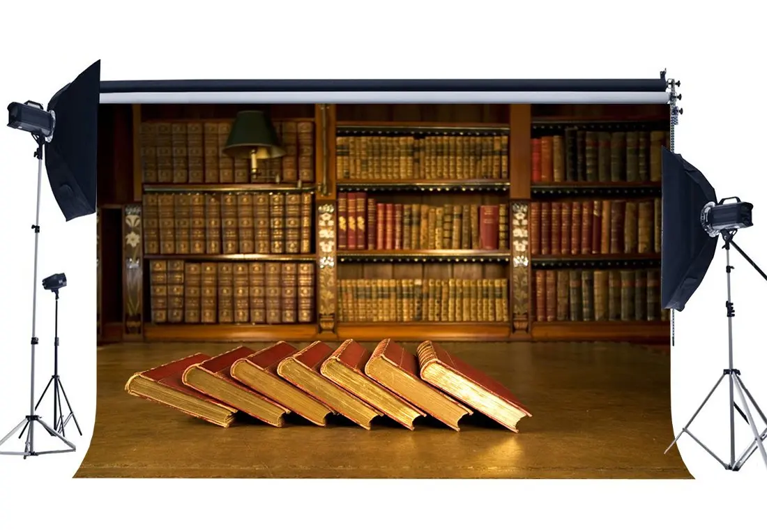

Bookshelf Backdrop Vintage Bookcase Backdrops Retro Books Ancient Library European Study Room Intertior Background