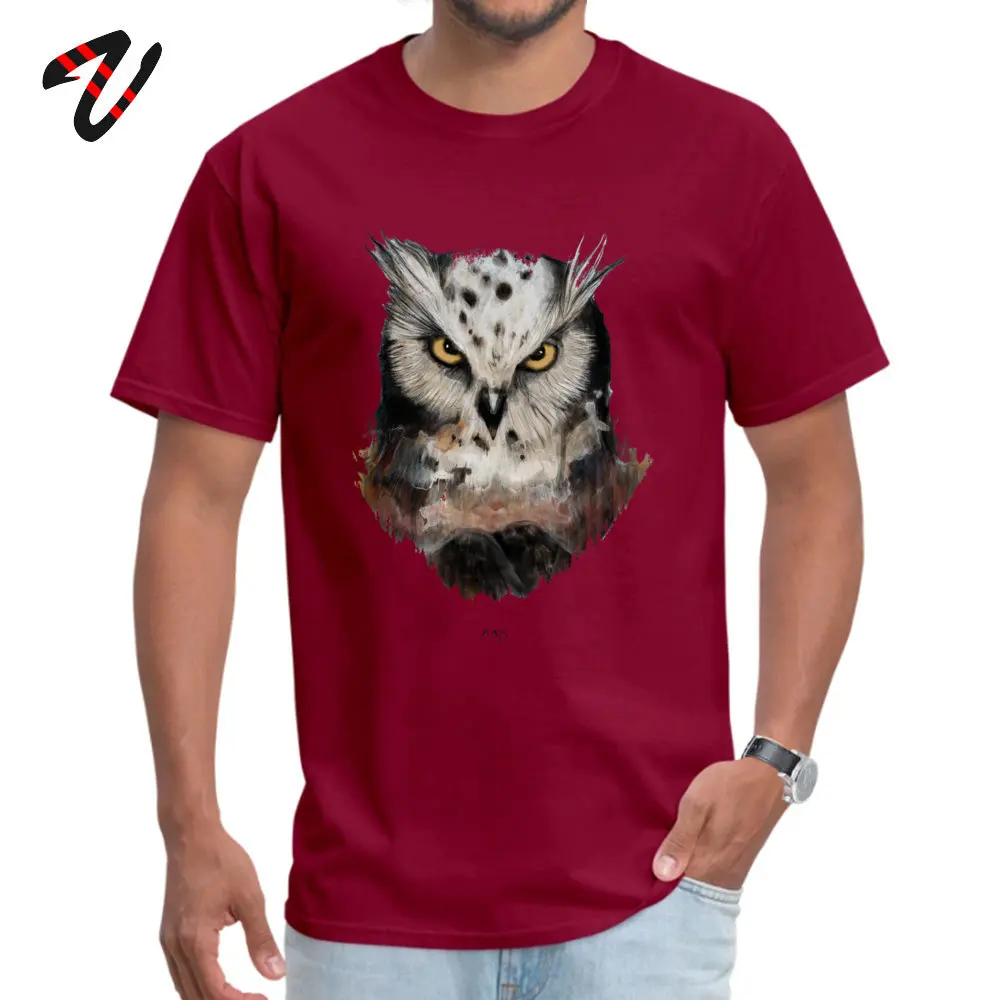 Prevailing Men T Shirt Round Neck Short Sleeve 100% Cotton Gift T Shirt Simple Style Top T-shirts Wholesale The owls are not what they seem -27055 maroon