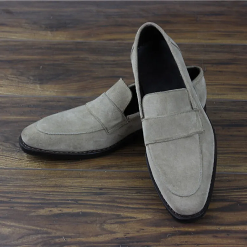 Mesure Hommes Avec Cousu Suède Maloneda Goodyear Vache Décontracté Fait Sur Mocassins Véritable De Confortable Lacets Sans Bon Chaussures Gris xeBorQdCW