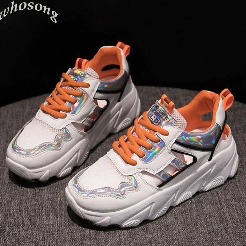 

2019 Summer new color matching platform lace up women casual shoes mesh breathable old dad shoes sneakers women's shoes m337