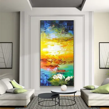 

Canvas Painting cuadros decoracion abstract landscape acrylic yellow oil painting Wall art Pictures For Living Room home decor92