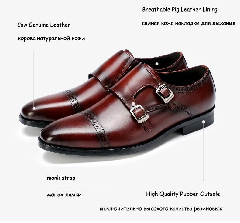Men's Casual Shoes Mens Genuine Leather Oxfords Shoes Real Leather Shoes Men Leather Shoes Men Loafers Slip monk strap loafers   (2)