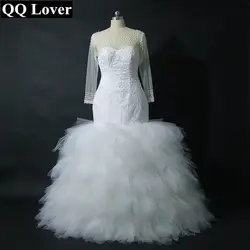 QQ Lover 2019 роскошный полный бисер с длинным рукавом Русалка свадебное платье Новый Африканский свадебное