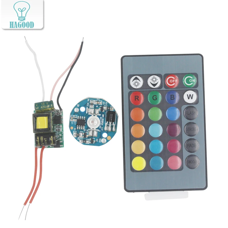 

3W RGB High Power LED Lights Source Board Panel Lamp Bulbs+AC85-265V LED Power Supply Driver Transformer+IR Remote Control
