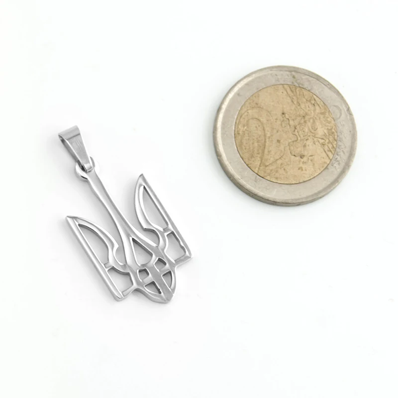 Trident of Ukraine Pendants Coat of Arms Charms Both Sides Mirror Polish Stainless Steel Wholesale 50pcs Fashion Jewelry