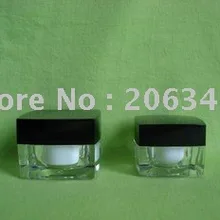 Прозрачная Акриловая банка для крема с черной крышкой 30 г