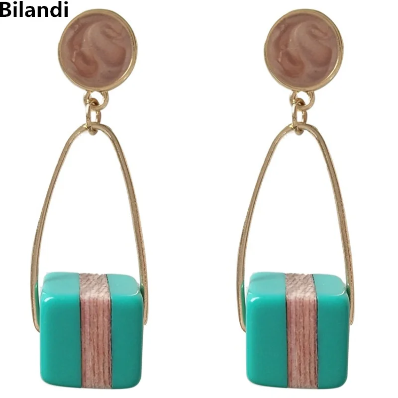 

Simple Creative Round Epoxy Square Acrylic Earrings For Woman