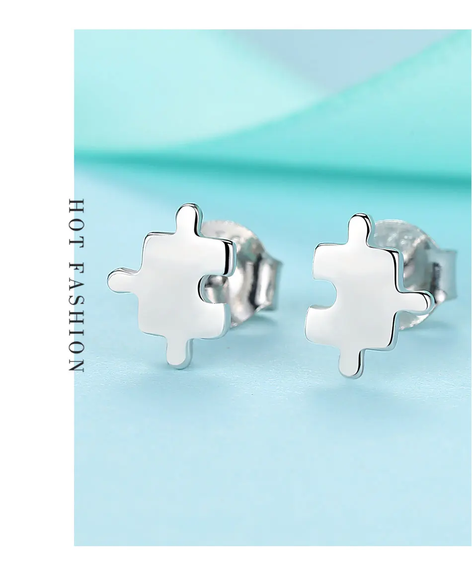 ELESHE милые Мультяшные игрушки мини-головоломка серьги гвоздики для женщин 925 стерлингового серебра геометрические маленькие серьги Модные ювелирные изделия