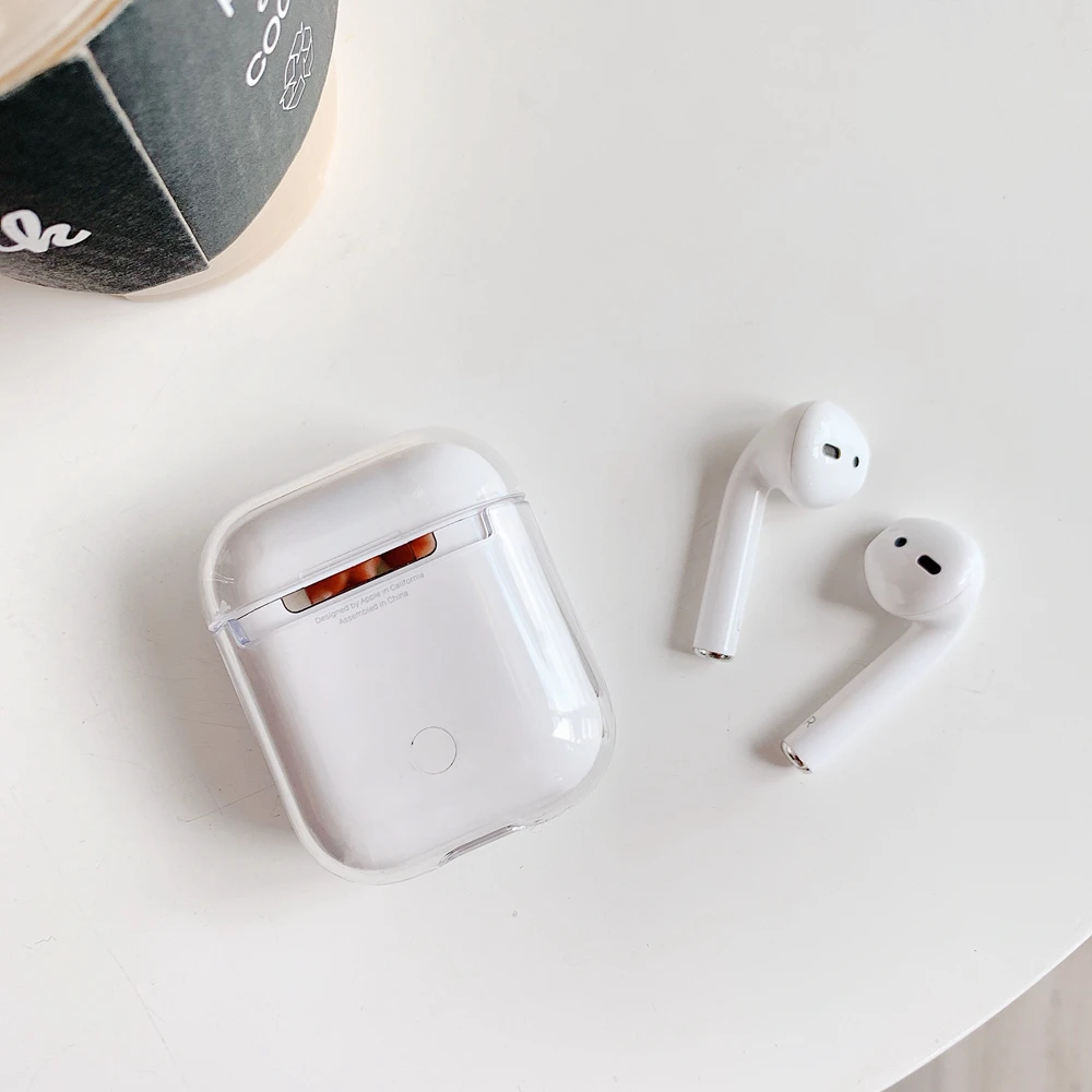 Чехол с мультяшными наушниками для Apple Airpods противоударный чехол AirPods прозрачный