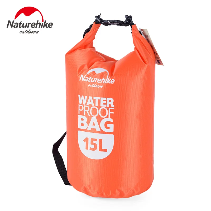 Naturehike Водонепроницаемый сухой мешок Спорт на открытом воздухе рафтинг каяк каноэ плавательный мешок дорожные наборы 2L 5L 15L 25L - Цвет: Orange 15L