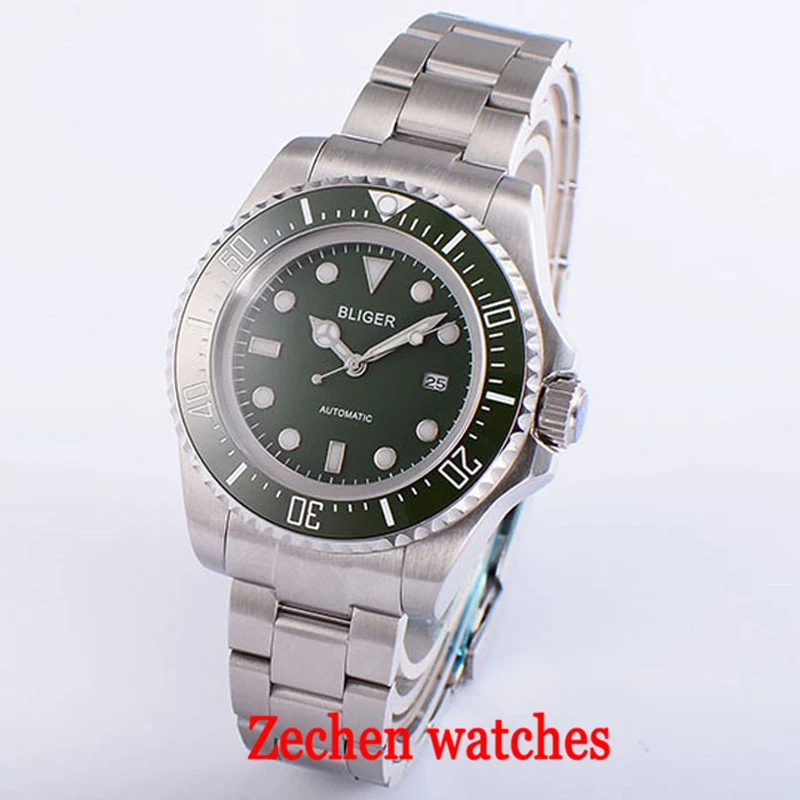 

43mm Bliger men's fashion business watch stainless steel automatic mechanical watch waterproof automatic date mechanical watch