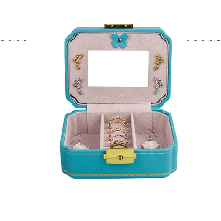 

Jewelry box travel PU Jewelry collection Portable Storage box European style Double-deck