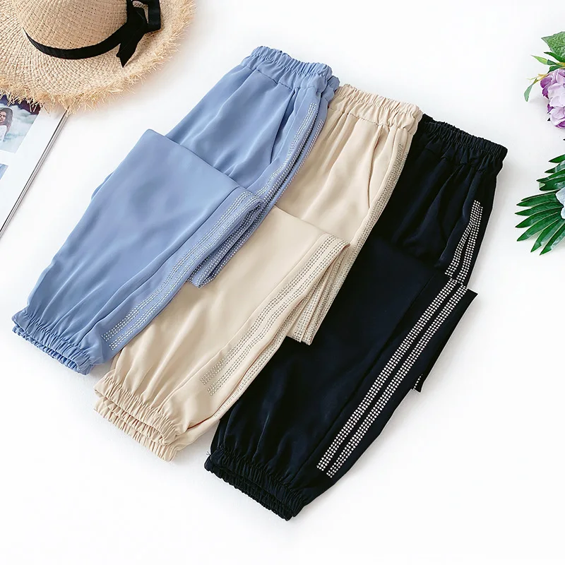 AcFirst Summer Women Fashion Blue Red Long Pants Harem Pants High Waist Full Length Female Pants Chiffon Casual Plus Size AcFirst Summer Women Fashion Blue Red Long Pants Harem Pants High Waist Full Length Female Pants Chiffon Casual Plus Size
