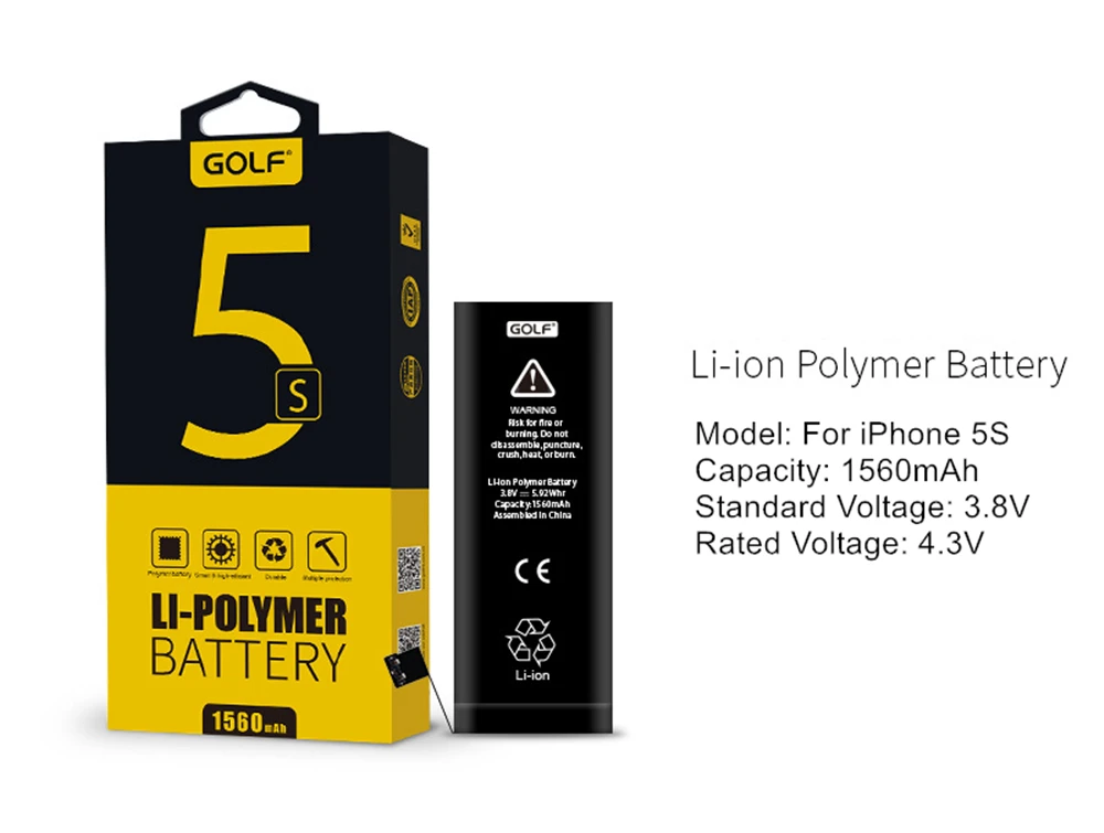 GOLF 1560mAh аккумулятор для iPhone 5S, сменные батареи для iPhone 5S, аккумулятор для телефона+ инструменты для установки