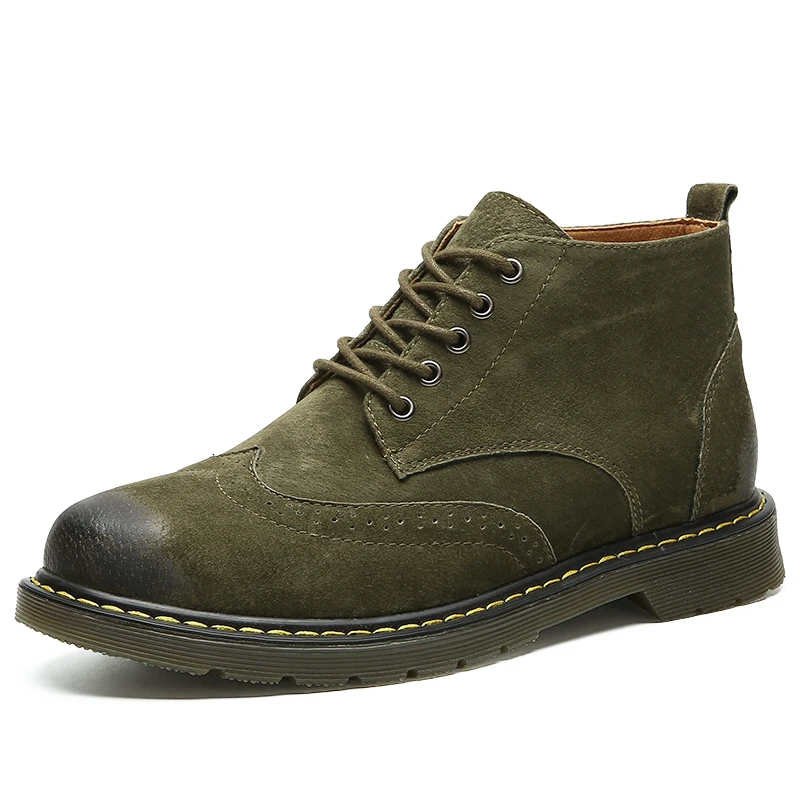 

Fine Zero Size38-44 Chunky Motorcycle Boots For Men Autumn 2019 Fashion Round Toe Lace-up Combat Boots Man Shoes or plus fur sho