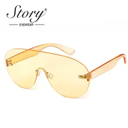 История оправы солнцезащитных очков Для женщин Брендовая Дизайнерская обувь прозрачные желтые линзы негабаритных солнцезащитные очки