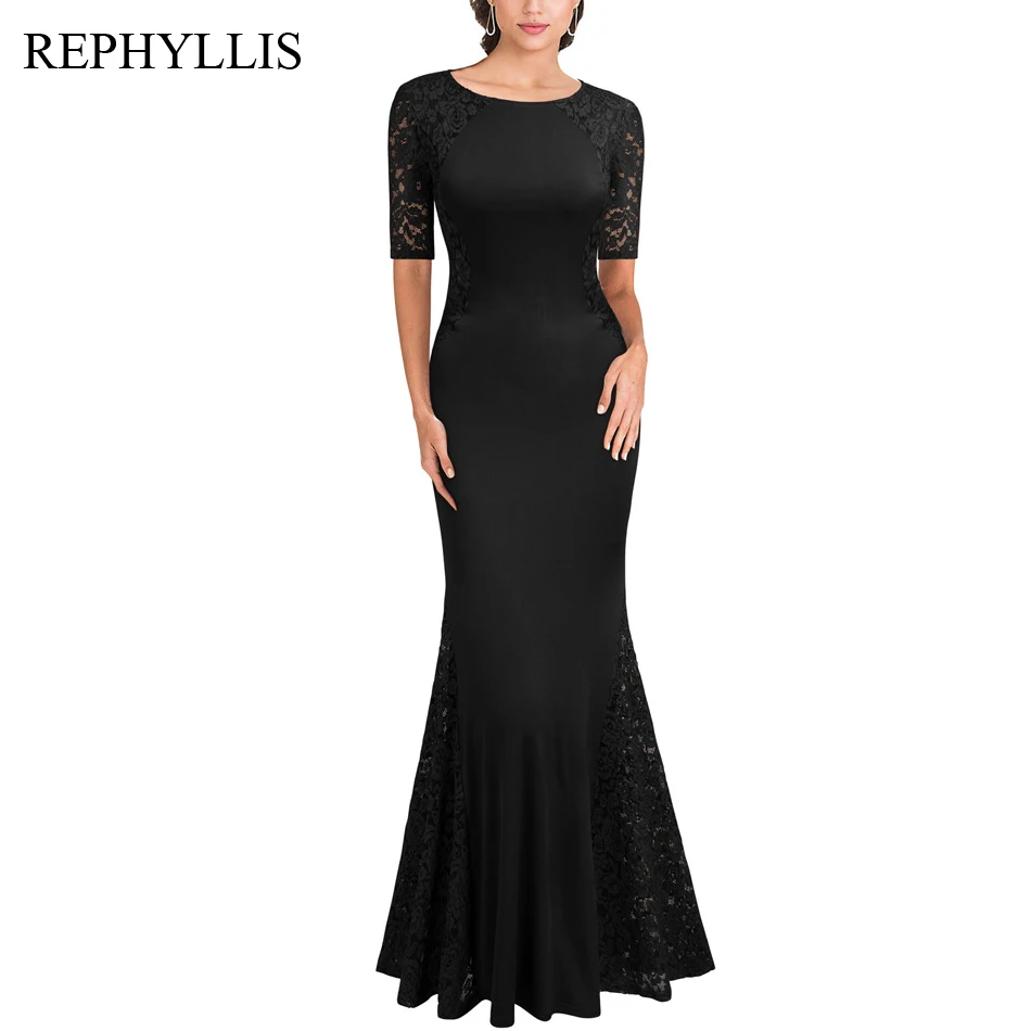 Женские вечерние платья REPHYLLIS с коротким рукавом и глубоким вырезом длинное