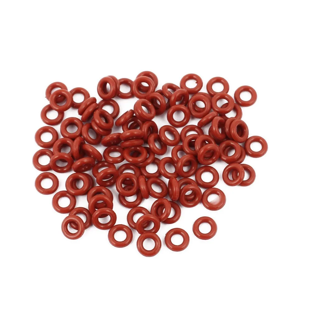 100Pcs Red 6mm x 1.5mm Silicone Rubber Gasket O Ring Sealing Ring Heat