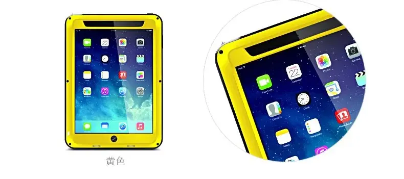 Любовь Мэй противоударный Водонепроницаемый чехол для iPad мини 1 2 3/iPad 2 3 4/5 Air закаленное стекло Защитная пленка - Цвет: yellow for ipad2 3 4