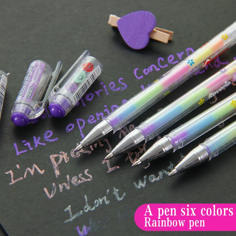 

4 pcs/set Rainbow pen Six in one 6 colors gel Pen School Office Supplies stationery learning supplie child gift Marking pen