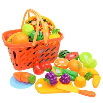 

1 Set 23Pcs/Set Ptetend Play Toy Plastic Fruit Vegetables Cutting Toy Early Development Education Toy For Baby Color Random Send