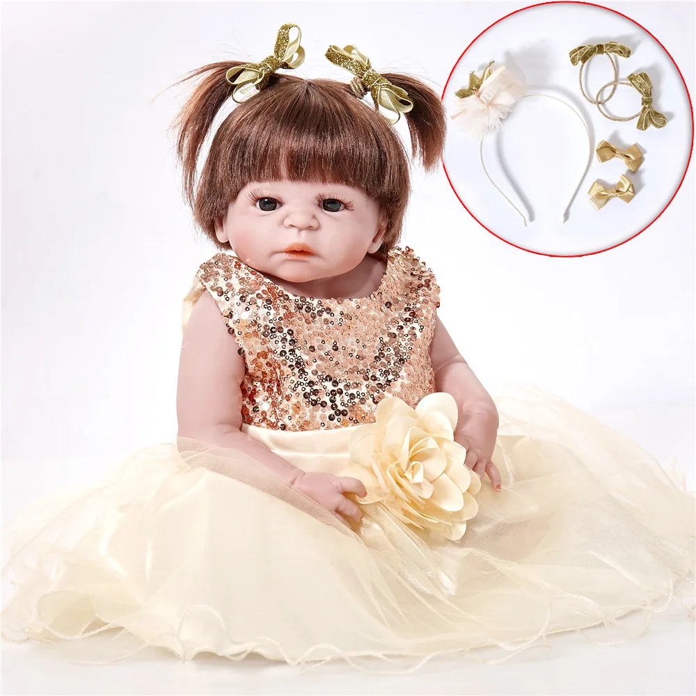 

22 Inch Reborn Baby Doll Full Body Silicone Boneca Babe Alive Like Newborn Baby Gifts for Girls Boys Kids 55cm Vinyl