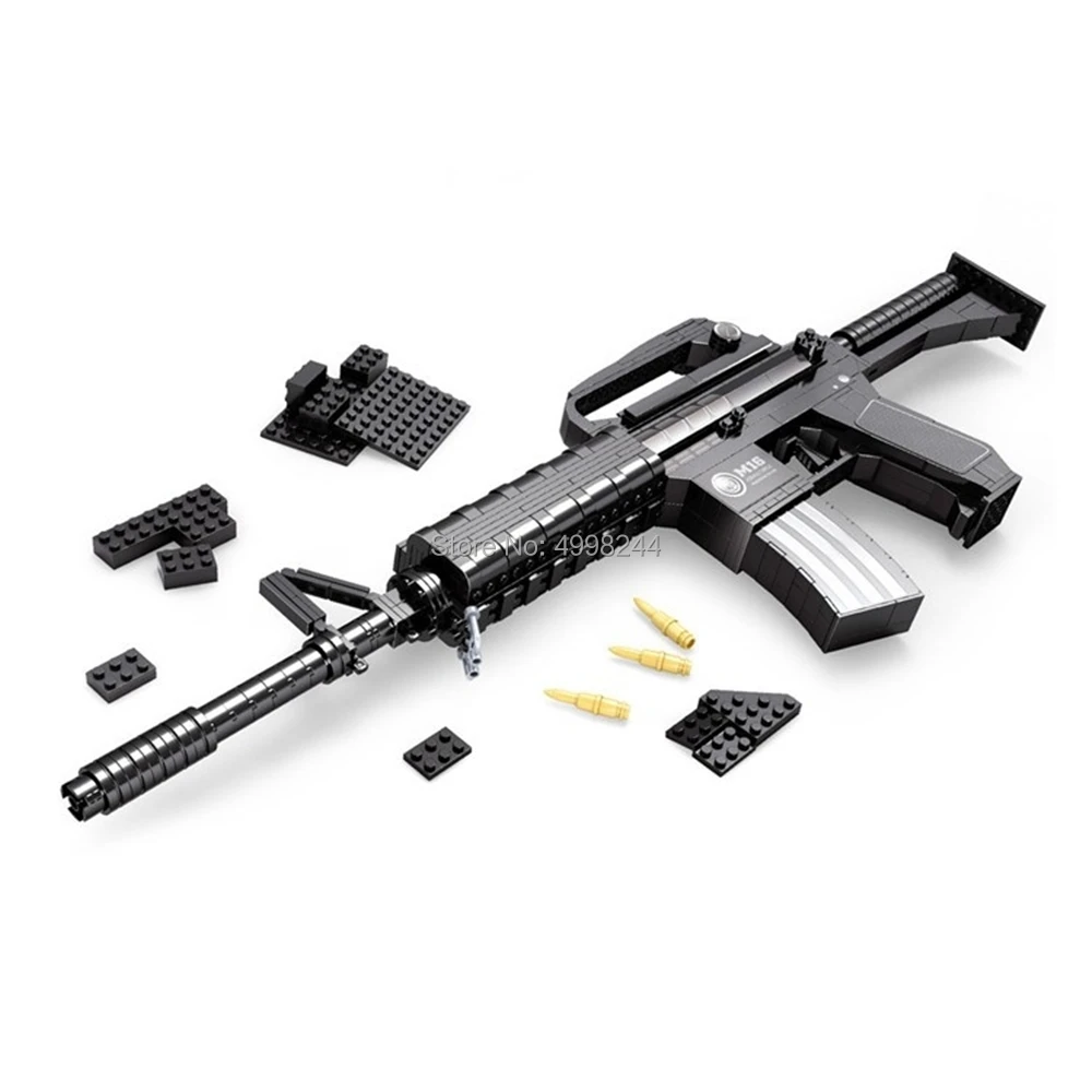 Ausini 524 шт. военная Штурмовая винтовка m16 пистолет строительные блоки
