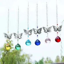 H& D 6 шт. бабочка Suncatchers с 30 мм Шар Призма искусство Стекло Висячие Шарм коллекционный подарок украшения дома и сада аксессуары
