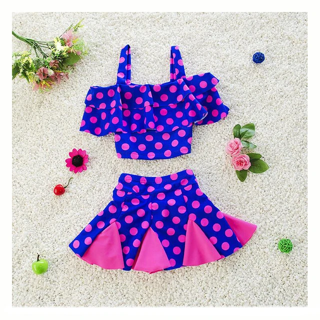 Cheap Cute Dot Swimwear 2017 New Summer Children Split Two-piece Bikini Girls Beautiful Bikini Children's Swimsuit Kids Bathing Suit