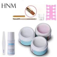 HNM 8 шт. набор акриловая пудра и жидкокристаллический Маникюр 80 мл Акриловая жидкая щетка сепараторы буферный стеклянный набор Инструменты для дизайна ногтей