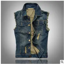 S/6Xl мужской плюс размер джинсовый жилет Повседневный однобортный джинсовый жилет colete Masculino Тонкий Досуг без рукавов жилет J1295