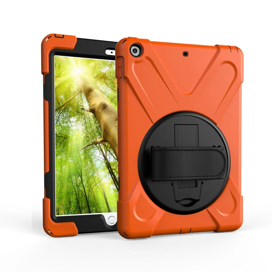 Для iPad чехол сверхпрочный ударопрочный ремешок для iPad 9,7 подставка Гибридный детский безопасный бронированный чехол для планшета чехол для телефона s - Цвет: orange