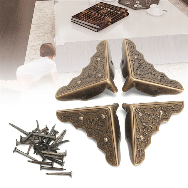 Kiwarm Bronze Iron Antique Br Furniture Corner Brackets Jewelry Kiwarm Bronze Iron Antique Br Furniture Corner Brackets Jewelry Gift Box Wood Case Decorative Feet Leg