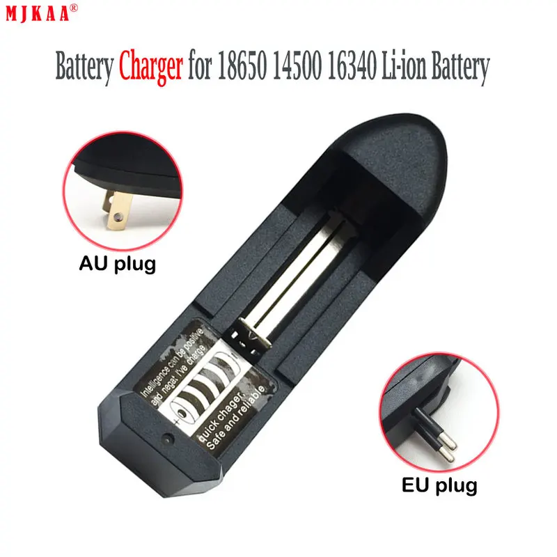 

EU AU Plug Universal Single Slots Charger for 3.7V 18650 16340 14500 Li-ion Rechargeable Battery
