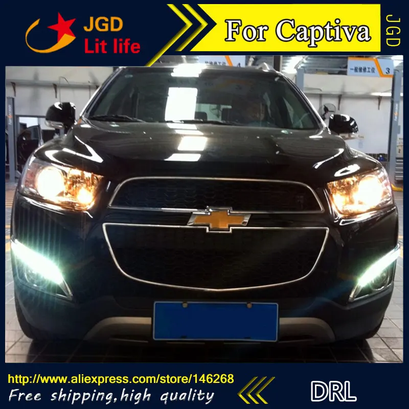 Free shipping ! 12V 6000k LED DRL Daytime running light for Chevrolet Captiva 2011-2013 fog lamp frame Fog light